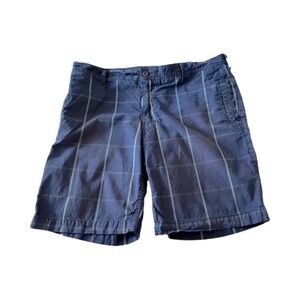The North Face | Blue Windowpane Plaid Flat Front Cotton Cargo Shorts, Size 38
